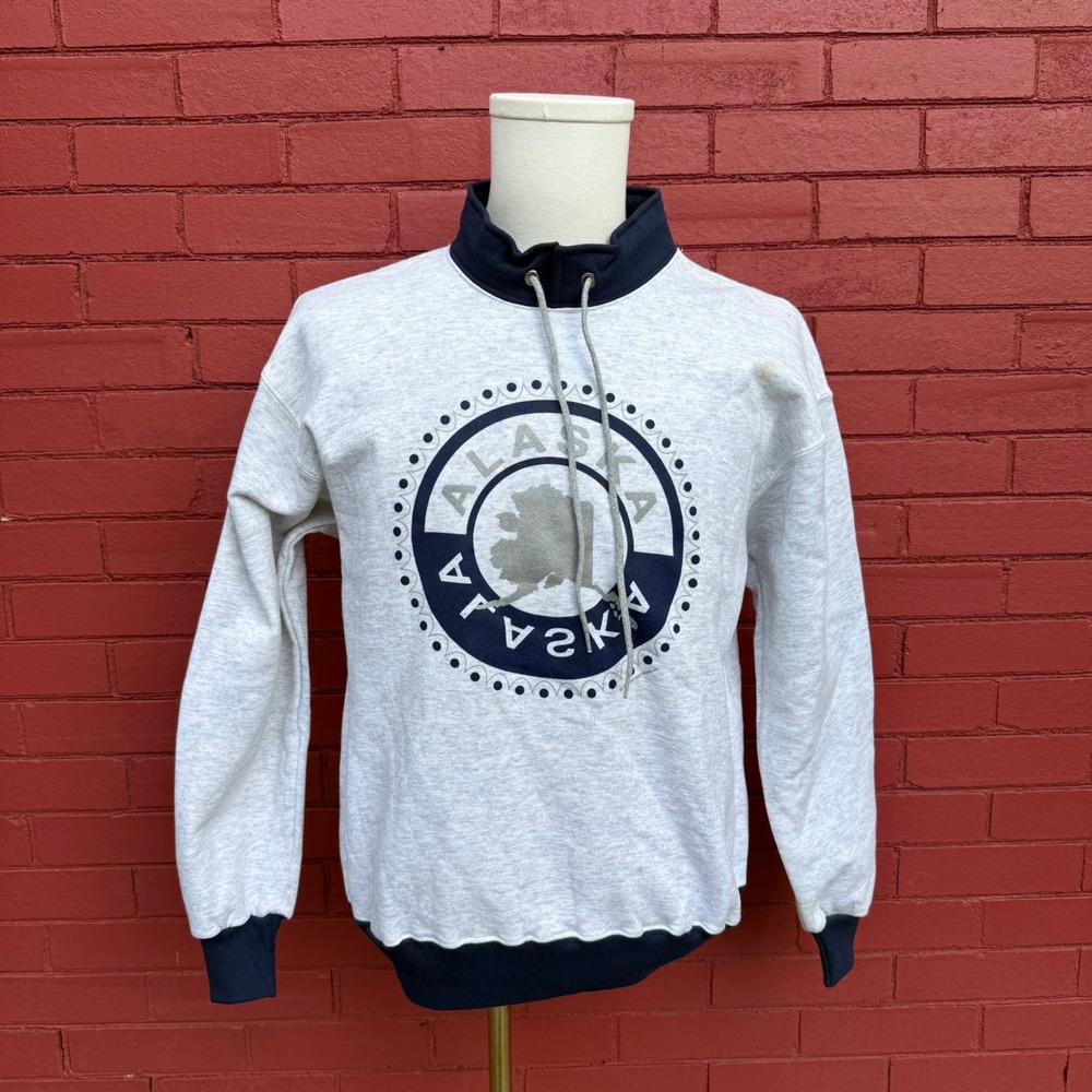 Vintage College House Alaska Sweatshirt‎ Crewneck Pullover Gray 90s Mens Medium